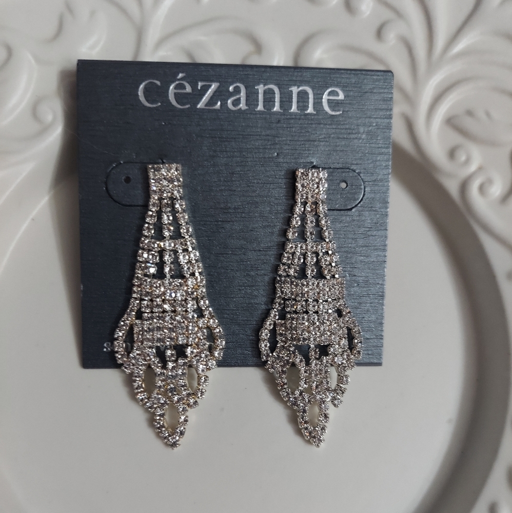 Cezanne Silver Faceted Crystal Earrings